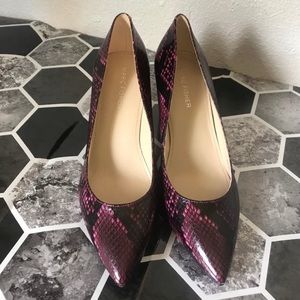 Marc Fisher Claire Berry Snake Print Pumps